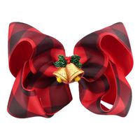 20pcs NEW plaid Christmas bowknot Bell santa 8inch hair bow Headband with clip for Infant Baby Girls Hair accessories XMAS GIFT274N