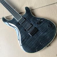 Çin Fabrikası Özel Yapımı Üretim Elektro Guitar Şeffaf Siyah 6 String Boyun Gövde İçinde Özelleştirilmiş Servis Sağlıyor315T