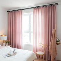 Curtain & Drapes Pink Chiffon Solid Tulle Curtains For Bedro...