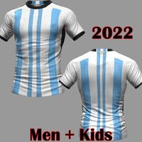 2022 Qatar World Cup Argentina Fotboll Jersey Fans Player Version 2021 Copa America di Maria Higuain Dybala Aguero Fotbollskjorta Män + Kids Kit Set Uniforms 20 21