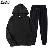 Bolubao Spring Men Casual Sets Brand Men Solid Holdie Pants Twopieces Casual Sportswear Sportswear Sit Traad Male 210706