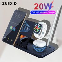 20W Qi Wireless Charger Stand 4 in 1 Foldable Fast Charging Dock Station For Apple Airpods Watch 6 5 4 For iPhone 11228M