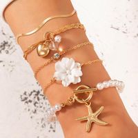 Catena di link 5pcs/1set boho white flower stellare a stelle braccialetti per donna che femminile estate accessori per gioielli marittimi all'ingrosso