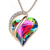 Pendant Necklaces Truly In Love Heart Necklace Colorful Crys...