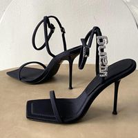 샌들 다이아몬드 샌들 여름 여름 검은 웹 유명인 하이힐 신발 여성