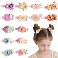 Accesorios para el cabello Clips de flores artificiales para mujeres Cañas florales hechas a mano Girls Barrettes Bride Fiesta de bodas de boda