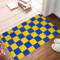 카펫 checkerboar 격자 무늬 노란색과 블루 도어 매트 욕실 사각형 매트 입구 문 바닥 발코니 장식 깔개 목욕