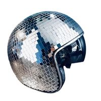 Motorcycle Helmets Glitter Mirror Glass Disco Ball Hat Decor...