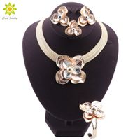 New Arrival Bridal Women Jewelry Sets Dubai Gold Plated Flow...