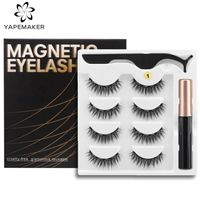 Yapemaker Magnetic Eyelashes 3D Falsch Mink Magnet Wimpern Eyelinertweezer Set Make -up Magneticas 220601