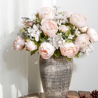 Fleurs décoratives couronnes 1pc 13 têtes fausse bouquet de pivoine vintage de la soie artificielle de mariage décoration de fête à la maison