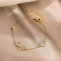 Link Chain Trendy Adjustable Zircon Bowknot Charm Bracelet F...