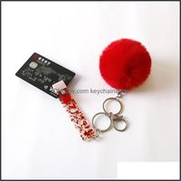 Keychains -Karte kontaktless Bankleser Long Nail Armour Karten Halter Keychain weibliche Acrylpelzkugel -Key Ring Charme Keychainshop DHECV