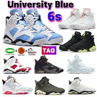 Top 6 6s Erkek Basketbol Ayakkabı Üniversitesi Mavi Yıkalı Denim Georgetown Altın UNC Beyaz Kırmızı Oreo Carmine Nane Köpük Kaktüs Hare Tasarımcı Erkek Kadın Sneakers Eğitmenleri