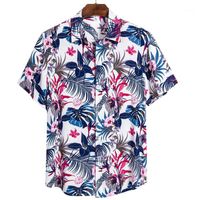 Qualidade Harajuku Praia Camisa Homens Manga Curta Hawaiiana Verão Casual Floral Blusa Loose Surfing Men Polos
