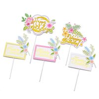 Other Festive & Party Supplies Glitter Happy Birthday Cake Toppers Flower Card Flag Kids Girl Boy Baby Shower Decorations Baking Cupcake Des