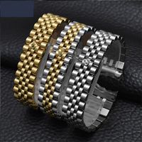 Regardez des accessoires en acier mâle de 13 mm17 mm20 mm pour la série Rolex Luxury Series Cinq perles Full Solid Femmes Watch Band 220527