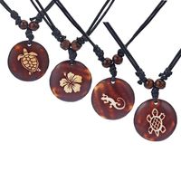 Drop 12pcs Brown Faux Yark Bone Carved Tortoise Turtles Hibiscus Flower Gecko Charms Pendant Necklace Jewellery270W