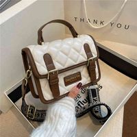 Texture portable autumn and winter fashion single bag wide shoulder belt small square 75% purses stores sale
