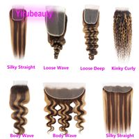 Brazilian Human Hair 4 27 Piano Color 4X4 Lace Closure 13X4 Lace Frontal With Baby Hairs 10-22inch 4 27