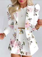 Trajes de mujer Blazers Traje de primavera temprano de la manga larga chaqueta de color sólido con mini falda Tailleur Femme Blazer y Setwomen's