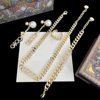 Designer Link Chain Bracelet Pearl Ear studs Letter Earrings C Heart Pendant Necklaces Diamond Choker Women Jewelry Tassel Love Fa2710