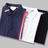 Summer Striped Color- blocking Short- sleeved Polo Shirt Men a...