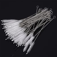 50Pcs Cleaning Brush Kit 17cm Straw Tube Pipe Cleaner Brush Drinking Straw  Milk Bottle Water Cup White Plastic Handle Cleaner Brush