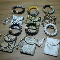 Chaveiro pulseira pulseira de pulseira frisado chaveiro pulseiras com cartão carteira senhoras senhoras chaveiros elásticos pulseira para mulheres