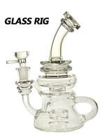 Bongos de vidro Bongs Recyle Rig/Bubbler para fumar 7,5 polegadas de altura e Perc com tigela de vidro de 14 mm 470g Peso BU074