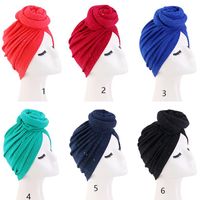 Nowy Top Knot Turban Stretch Headwrap Soild Color Pączek Muzułmańskie Hidżab Kobiety Party Wedding Headwear Bandanas Akcesoria do włosów