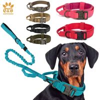 1050d Nylon Taktischer Hundehalsband und Doppelgriff Bungee -Leinen einstellbarer Militärhund -Hund -Trainingsketten mit Reflexionsseil 220531