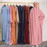 Roupas étnicas Ramadan One Piece Oração Abaya Dubai Cetim macio Vestido de hijab muçulmano Jilbab Kaftan Robe Long Khimar Islam Roupas Djellaba fem