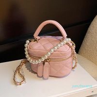 Tasarımcı -Olukalı çantalar kadın çanta lüks mini kutu PU deri çapraz gövde 2022 moda inci zinciri sevimli kılıflar tasarımcı kadın el çantası omuz