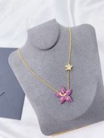 Tropical rose red diamond big red flower Pendant Necklaces Colorful diamonds are dazzling in early summer creating an eye-catching fashion Jewelry chain.