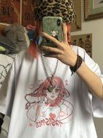 T-shirt feminina Deeptown Kawaii Anime Graphic T SHIETS MULHERM MULHER CATURA CAMISA DEGULAÇÃO GIRL MENINA T-shirttops para roupas Summer 2022wom