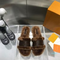 2022 Fashion Brand Designer Delle Donne Slides Winter Fluffy Pantofole Furry Calore Confortevole Fuzzy Girl Flip Flops Size 34-40