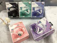 Flash Light Cute Cat Ears Wireless Headphones with Mic Can c...