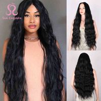Sue Stunning Synthetic Wigs For Black Women Natural Wave Wig Black Blonde Orange Long Curly Cosplay Heat Resistant Cosplay Hair J220606