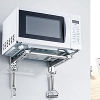 Hooks & Rails Kitchen Microwave Oven Shelf Retractable Brack...
