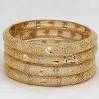 Bangle 14K Gold Ploated Africa Luxury Dubai Bangles voor vrouwen Girl Rhinestones Sieraden Saoedi -Arabische armbanden Habesha Bride GiftBangle Bangangeba