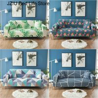 Chair Covers 1 2 3 4-seat Green Leaf Sofa Cover Living Room Elastic Arm L Shape Corner Couch Slipcover ProtectorChair