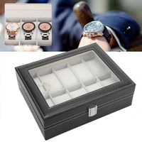 Portable PU Leather cases Flannel Lining Glass Cover Watch Bag 10 Slots Jewelry Display Case Storage Holders Box227k