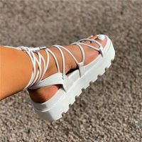 2021Women's Gladiator Sandal Woman Platform Wedge Cross Tied Casual Shoe Summer Sexy Lady Ankle Wrap Lace Up Footwear Plus Si214d