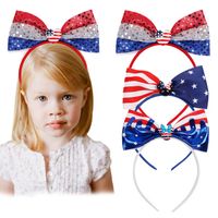Girls Hair Accessories Baby Headbands Kids Bands Infant Bows Newborn Accessory Independence Day American Flag Festive Celebration Princess Sequin E1917