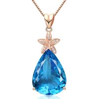 Lockets Big Blue Crystal Aquamarine Gemstones Pendant Necklaces For Women Topaz Rose Gold Color Choker Zircon Diamonds Jewelry Bijoux