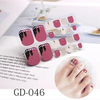 Whole 50PCS 22Tips French Toenail Stickers Flowers Nails Full Cover Adhesive Wraps Waterproof Smudge Shining Nail Film Polish 2343