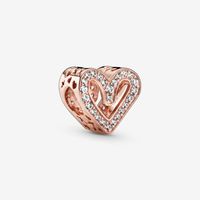 100% 925 STERLING SILVER Sparkling Heart Charms Fit Original European Charm Pulsel Fashion Women Wedding Engagement Jew237i