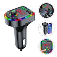 Car USB Charger Bluetooth 2 Port Aux Wireless Hand Kit FM Transmitter With Colorful Ambient Light LED Display MP3 Audio Music 3029