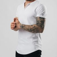 Herren-T-Shirts Muskelbrüder Feste Farbgedruckte T-Shirt Athleisure kurzärmelig schlankes Baumwollboden-Hemdmenschen